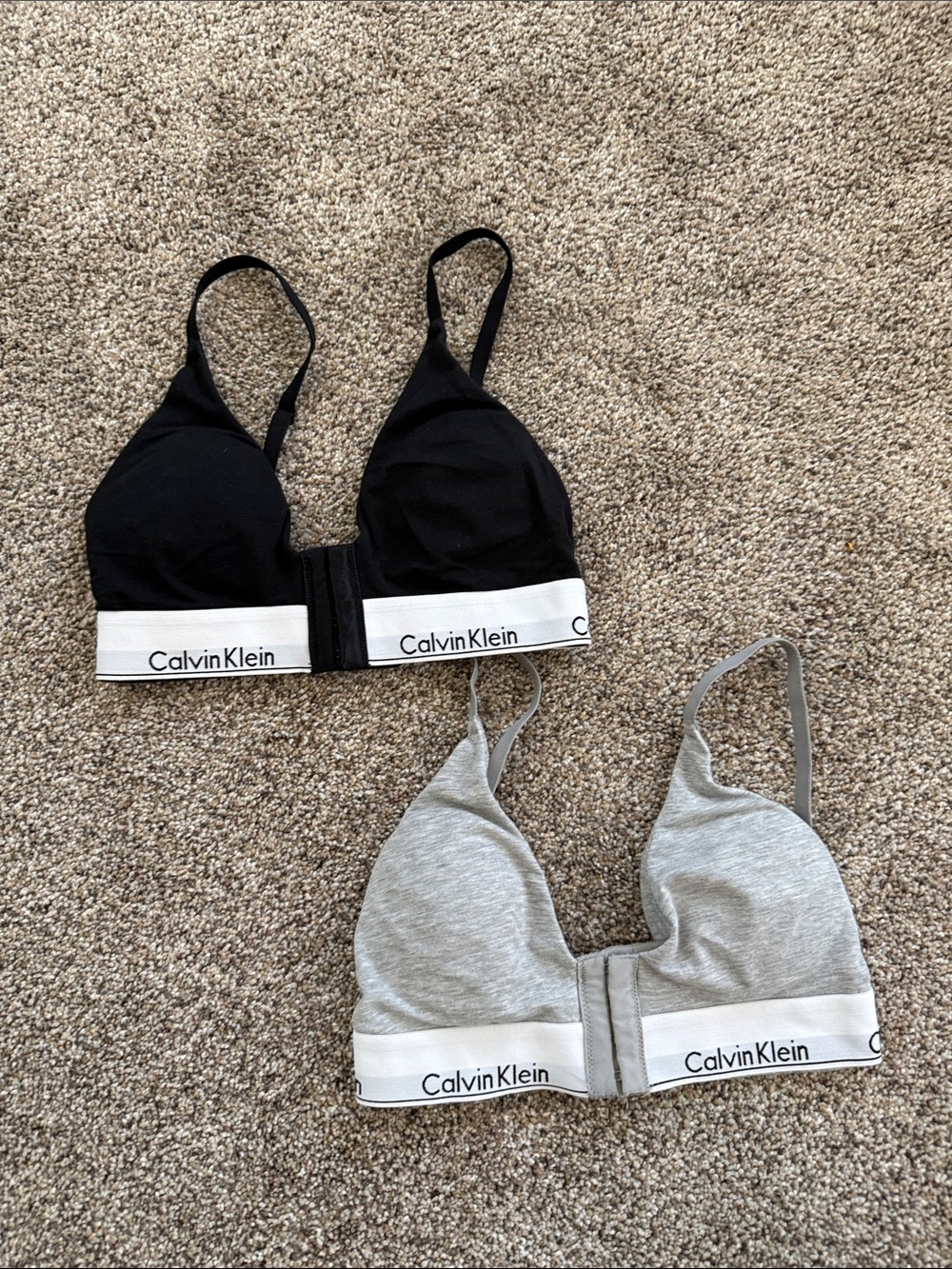Calvin Klein Black & Gray Cotton Bralette Set of 3